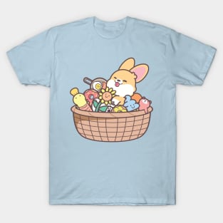 Corgi Sleeping in Toy Basket T-Shirt